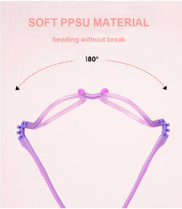 Kids Eyewear Square Eye Glasses Tr90 PPSU Clear Eyeglasses Anti Blue Myopia Spectacle Child Prescription Optical Frames Soft