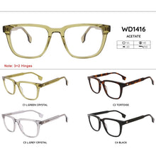 Carica l&#39;immagine nel visualizzatore di Gallery, Kirka Unisex Eyewear Acetate Rectangle Shape Frame Optical Glasses Classical Color Design Wide Temple Eyeglasses WD1416