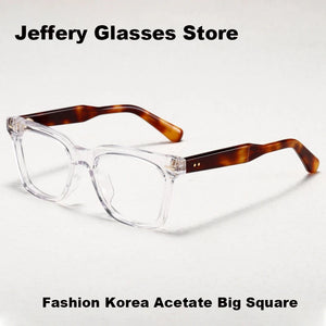 Korea  Square Acetate Glasses Frame Men Women Myopia Prescription Thick Eyeglasses Handmade Read Spectacle