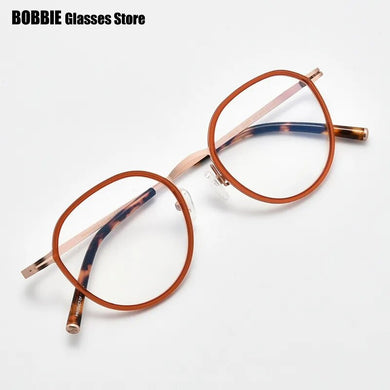 Korean Brand Handmade Eyglasses Retro Round Glasses Frame Women Men Titanium Ultralight Optical Prescription Myopia Reading