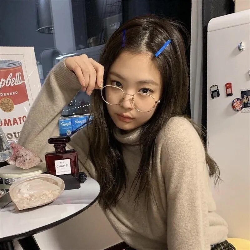 Korean Glasses Frame Women No Makeup Fashion Anti-blue Plain Glasses Men Contrasting Cute Decorative Computer Glasses