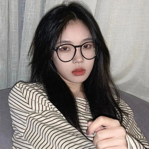 Korean Literary Anti-blue Glasses Frame Women Fashion Glasses Men Contrasting Cute Decorative Glasses