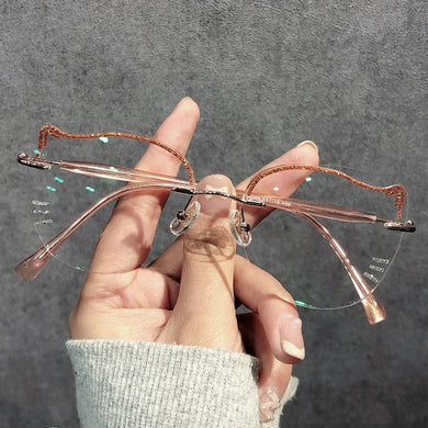 Korean version niche trendy cat ear frameless ladies elegant trendy prescription eyeglasses men personalized  Street eyewear