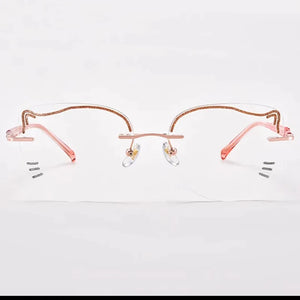 Korean version niche trendy cat ear frameless ladies elegant trendy prescription eyeglasses men personalized  Street eyewear