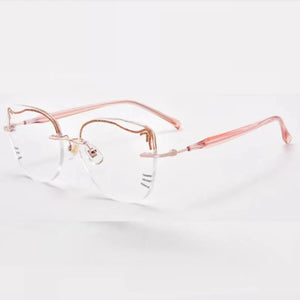Korean version niche trendy cat ear frameless ladies elegant trendy prescription eyeglasses men personalized  Street eyewear