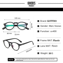 Load image into Gallery viewer, Kottdo Vintage Retro Round Eyeglasses Frame Women Prescription Clear Glasses Men Optical Eye Frame Eyewear Glasses Frame Oculos