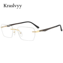 Load image into Gallery viewer, Krasivyy Carbon Fiber Rimless Glasses Frame Men Square Ultralight Myopia Prescription Eyeglasses Males Korean Titanium Eyewear