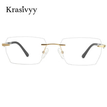 Load image into Gallery viewer, Krasivyy Carbon Fiber Rimless Glasses Frame Men Square Ultralight Myopia Prescription Eyeglasses Males Korean Titanium Eyewear