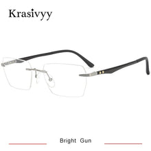 Load image into Gallery viewer, Krasivyy Carbon Fiber Rimless Glasses Frame Men Square Ultralight Myopia Prescription Eyeglasses Males Korean Titanium Eyewear