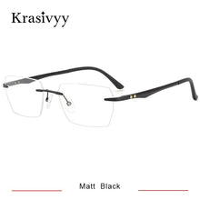 Load image into Gallery viewer, Krasivyy Carbon Fiber Rimless Glasses Frame Men Square Ultralight Myopia Prescription Eyeglasses Males Korean Titanium Eyewear