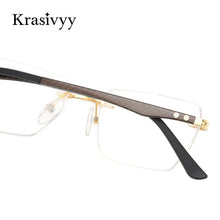 Load image into Gallery viewer, Krasivyy Carbon Fiber Rimless Glasses Frame Men Square Ultralight Myopia Prescription Eyeglasses Males Korean Titanium Eyewear