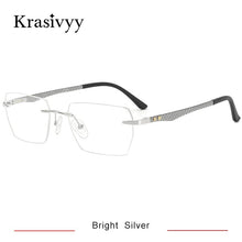 Load image into Gallery viewer, Krasivyy Carbon Fiber Rimless Glasses Frame Men Square Ultralight Myopia Prescription Eyeglasses Males Korean Titanium Eyewear