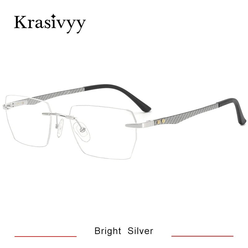 Krasivyy Carbon Fiber Rimless Glasses Frame Men Square Ultralight Myopia Prescription Eyeglasses Males Korean Titanium Eyewear
