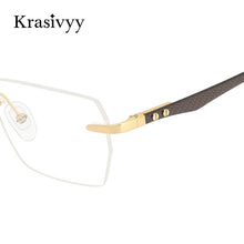 Load image into Gallery viewer, Krasivyy Carbon Fiber Rimless Glasses Frame Men Square Ultralight Myopia Prescription Eyeglasses Males Korean Titanium Eyewear