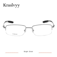 Carica l&#39;immagine nel visualizzatore di Gallery, Krasivyy Half Frame Glasses Men   Carbon Fiber Square Optical Prescription Eyeglasses Women 2020 Myopia Eyewear Frame
