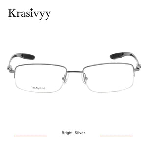 Krasivyy Half Frame Glasses Men   Carbon Fiber Square Optical Prescription Eyeglasses Women 2020 Myopia Eyewear Frame