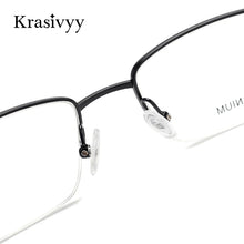 Carica l&#39;immagine nel visualizzatore di Gallery, Krasivyy Half Frame Glasses Men   Carbon Fiber Square Optical Prescription Eyeglasses Women 2020 Myopia Eyewear Frame