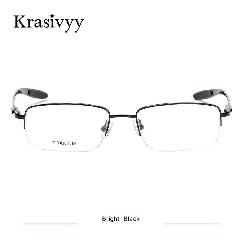 Krasivyy Half Frame Glasses Men   Carbon Fiber Square Optical Prescription Eyeglasses Women 2020 Myopia Eyewear Frame