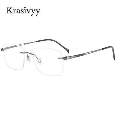 Krasivyy Rimless Titanium Glasses Frames Men   Ultralight Square Males Frameless Optical Prescription Eyeglasses