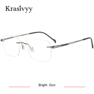 Krasivyy Rimless Titanium Glasses Frames Men   Ultralight Square Males Frameless Optical Prescription Eyeglasses