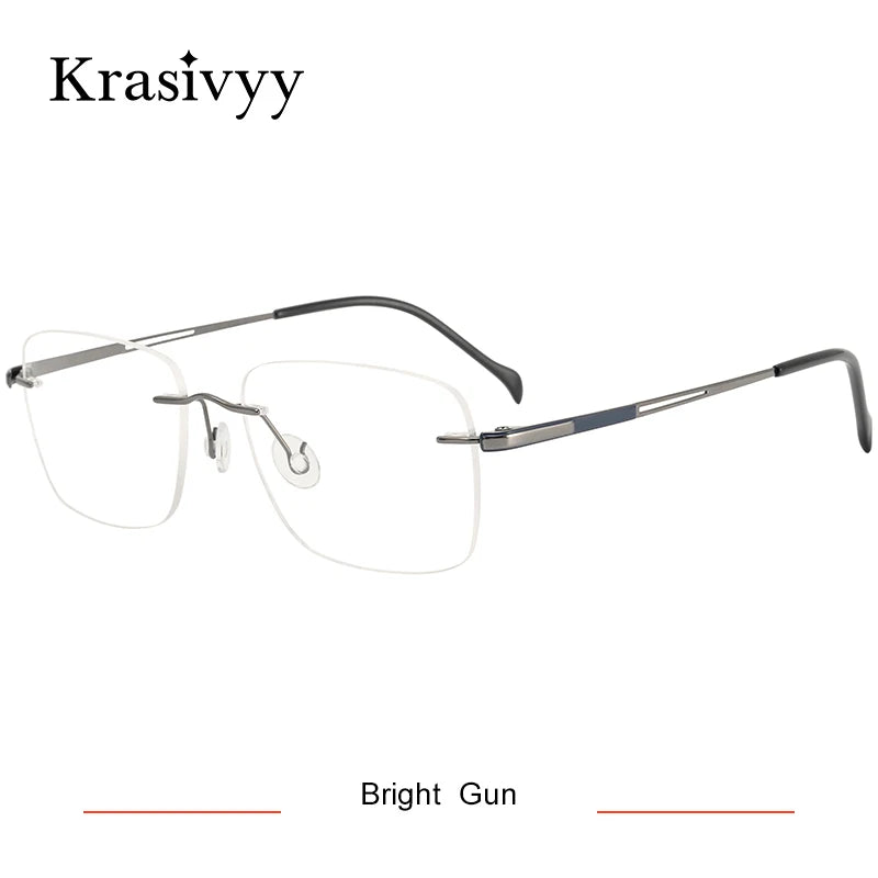 Krasivyy Rimless Titanium Glasses Frames Men   Ultralight Square Males Frameless Optical Prescription Eyeglasses