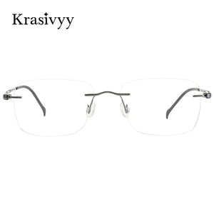 Krasivyy Rimless Titanium Glasses Frames Men   Ultralight Square Males Frameless Optical Prescription Eyeglasses