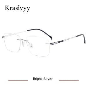 Krasivyy Rimless Titanium Glasses Frames Men   Ultralight Square Males Frameless Optical Prescription Eyeglasses