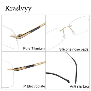 Krasivyy Rimless Titanium Glasses Frames Men   Ultralight Square Males Frameless Optical Prescription Eyeglasses
