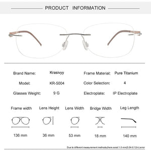 Krasivyy Rimless Titanium Glasses Frames Men Ultralight Screwless Optical Prescription Eyewear Women Oval Korean Eyeglasses