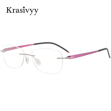 Krasivyy Rimless Titanium Glasses Frames Men Ultralight Screwless Optical Prescription Eyewear Women Oval Korean Eyeglasses