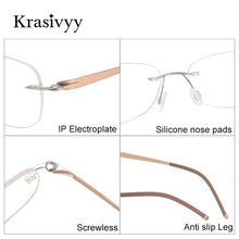 Load image into Gallery viewer, Krasivyy Rimless Titanium Glasses Frames Men Ultralight Screwless Optical Prescription Eyewear Women Oval Korean Eyeglasses