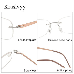 Krasivyy Rimless Titanium Glasses Frames Men Ultralight Screwless Optical Prescription Eyewear Women Oval Korean Eyeglasses