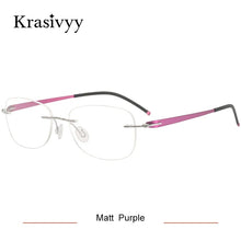 Load image into Gallery viewer, Krasivyy Rimless Titanium Glasses Frames Men Ultralight Screwless Optical Prescription Eyewear Women Oval Korean Eyeglasses