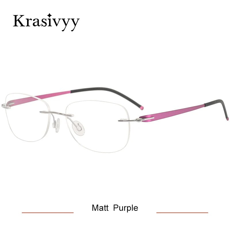 Krasivyy Rimless Titanium Glasses Frames Men Ultralight Screwless Optical Prescription Eyewear Women Oval Korean Eyeglasses