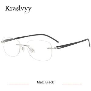 Krasivyy Rimless Titanium Glasses Frames Men Ultralight Screwless Optical Prescription Eyewear Women Oval Korean Eyeglasses