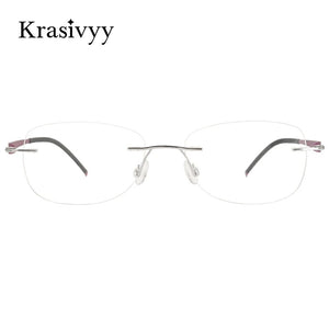 Krasivyy Rimless Titanium Glasses Frames Men Ultralight Screwless Optical Prescription Eyewear Women Oval Korean Eyeglasses