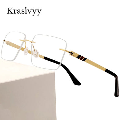 Krasivyy Square Rimless Glasses Frame Men Titanium Ultralight Prescription Eyeglasses Males Screwless Myopia Optical Eyewear