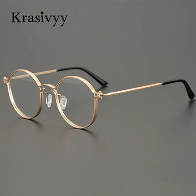 Krasivyy Vintage Pure Titanium Glasses Frame Men Round Luxury Brand Myopia Prescription Eyeglasses Women Italy Optical Eyewear