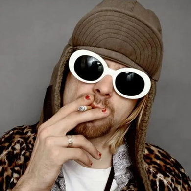 Kurt Cobain Retro Oval Sunglasses Man Vintage  Brand Sun Glasses Classic White Black Lentes De Sol Mujer