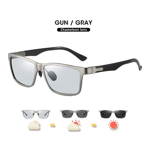 LM Photochromic Trending Styles Aluminium Magnesium Glass Square Men Sunglasses Women Polarized Sun glasses Sport Oculos de sol
