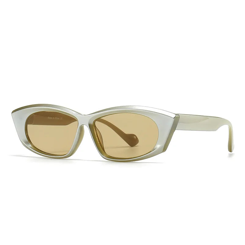 LNFCXI New Quality Silver Purple Unique Cat Eye Women Sunglasses Retro Double Color Men Trending Sun Glasses Shades UV400