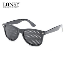 Load image into Gallery viewer, LONSY High quality Black Unisex Care Pin hole Eyeglasses Pinhole Glasses Eye Exercise Eyesight Improve Plastic