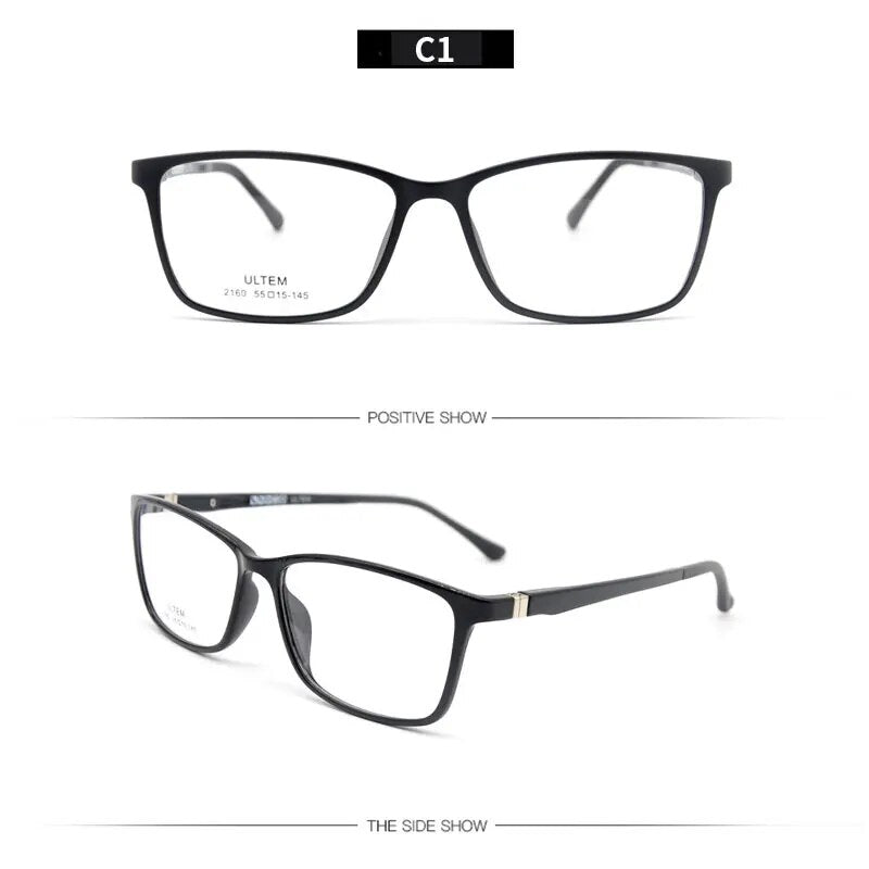 LUCIDIE   Men Ultem Glasses Frame Square Women Frames Eyeglasses Male Business Style Clear Lens Eyewear Unisex Spectacles