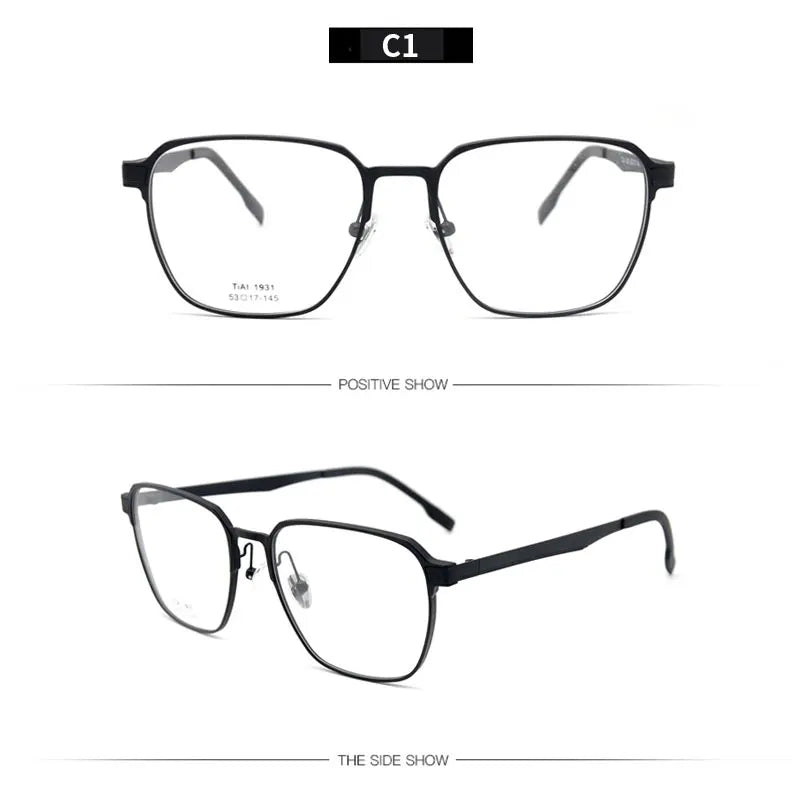 LUCIDIE  Square Ultralight Glasses Man Aluminum Eyeglasses Clear Lens Oversized Frame Female Myopia Prescription Eyewear