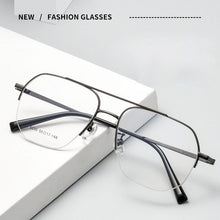 Load image into Gallery viewer, Large Size Eyeglasses Man  Retro Ultra Light Alloy Eyewear Pilot Double Bridge Glasses Optical Prescription Frame Woman