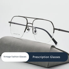 Load image into Gallery viewer, Large Size Eyeglasses Man  Retro Ultra Light Alloy Eyewear Pilot Double Bridge Glasses Optical Prescription Frame Woman