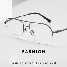 Load image into Gallery viewer, Large Size Eyeglasses Man  Retro Ultra Light Alloy Eyewear Pilot Double Bridge Glasses Optical Prescription Frame Woman