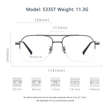 Load image into Gallery viewer, Large Size Eyeglasses Man  Retro Ultra Light Alloy Eyewear Pilot Double Bridge Glasses Optical Prescription Frame Woman