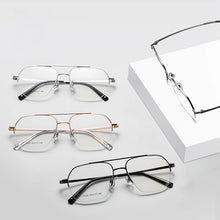 Load image into Gallery viewer, Large Size Eyeglasses Man  Retro Ultra Light Alloy Eyewear Pilot Double Bridge Glasses Optical Prescription Frame Woman