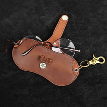 Load image into Gallery viewer, Leather Sunglasses Bag Handmade Eyeglasses Holder Pouch Reading Glasses Box Portable Glasses Case Cover Waist Buckle